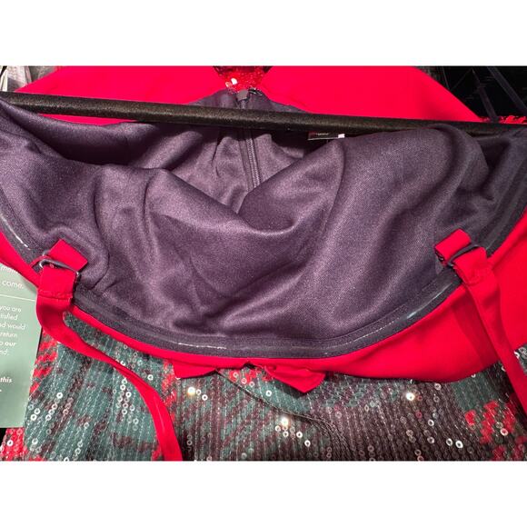 Johnny Wujek for JCPenney Plaid Scarlet Sage Sequin Mini Dress – Size Medium NEW - Picture 6 of 10